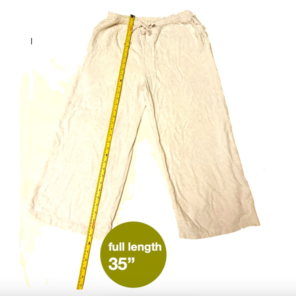 2/$29 Linen Summer Palazzo Pants Flowy Wide Leg Beach Pants with Pockets Large - Picture 10 of 12